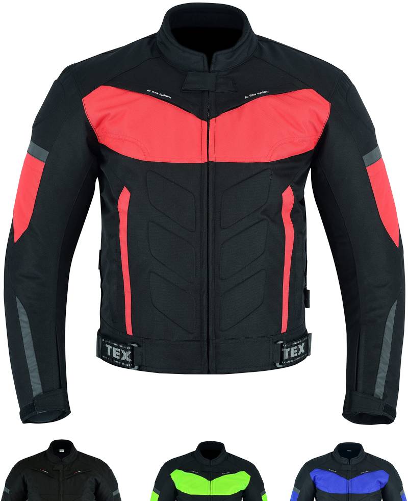Texpeed Motorradjacke herren mit protektoren - Motorrad Biker Wasserdicht Jacke Mit Rüstung (EN 1621-1) Rot - L von Texpeed