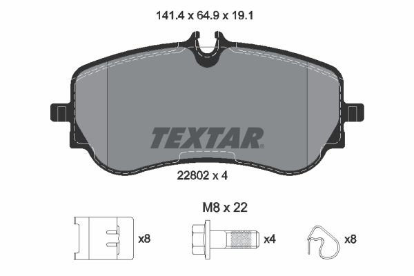 Bremsbelagsatz, Scheibenbremse Hinterachse Textar 2280201 von Textar