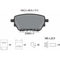 Bremsbelagsatz TEXTAR 2298601, Hinten von Textar