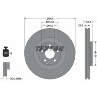 Bremsscheibe TEXTAR 92289905 vorne, belüftet, perforiert, hochkarbonisiert, 1 Stück von Textar