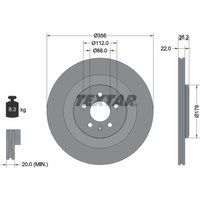 Bremsscheibe TEXTAR 92241803 hinten, belüftet, 1 Stück von Textar