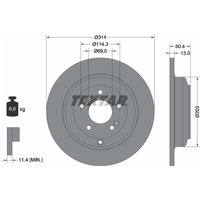 Bremsscheibe TEXTAR 92272903 hinten, voll, 1 Stück von Textar
