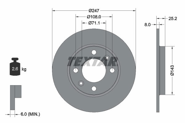 Bremsscheibe Hinterachse Textar 92055003 von Textar