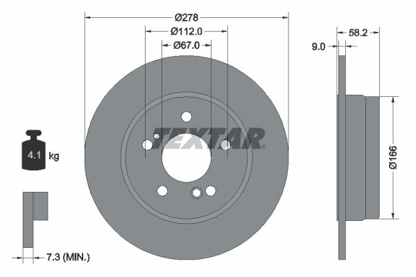 Bremsscheibe Hinterachse Textar 92058000 von Textar