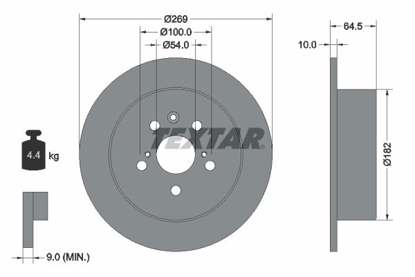 Bremsscheibe Hinterachse Textar 92070800 von Textar
