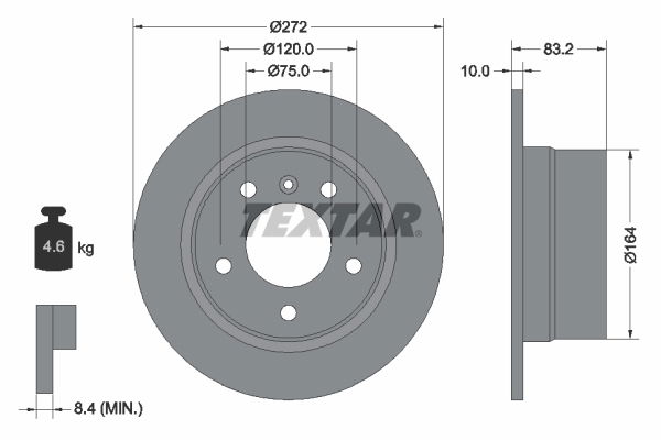 Bremsscheibe Hinterachse Textar 92076703 von Textar