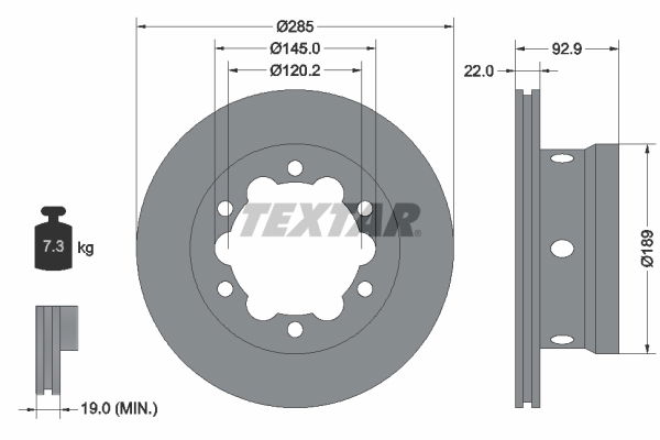 Bremsscheibe Hinterachse Textar 92089803 von Textar