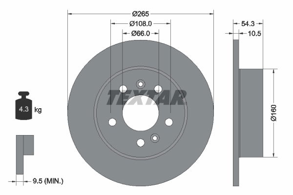 Bremsscheibe Hinterachse Textar 92096300 von Textar