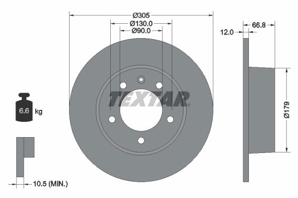 Bremsscheibe Hinterachse Textar 92111203 von Textar