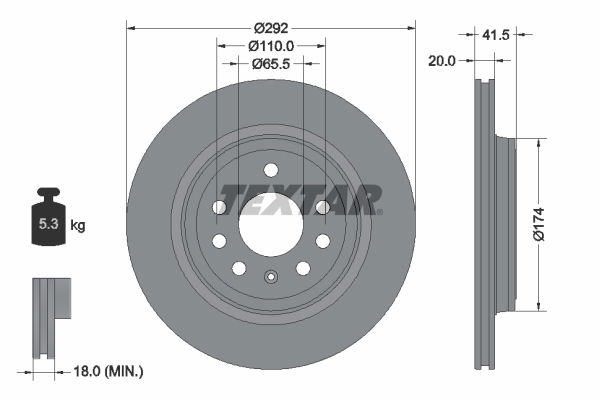 Bremsscheibe Hinterachse Textar 92118403 Bremsscheibe Hinterachse Textar 92118403 von Textar