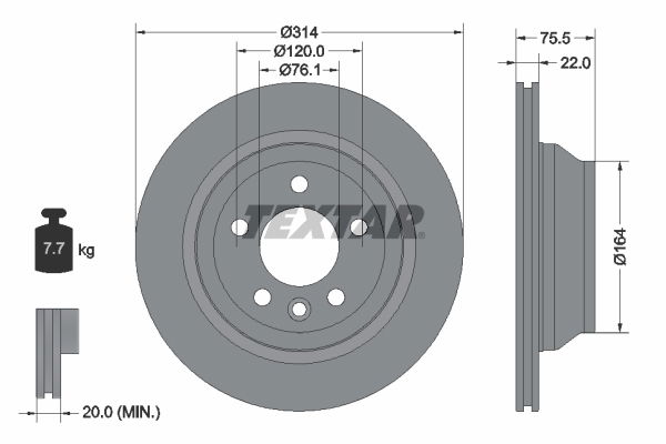 Bremsscheibe Hinterachse Textar 92121903 von Textar