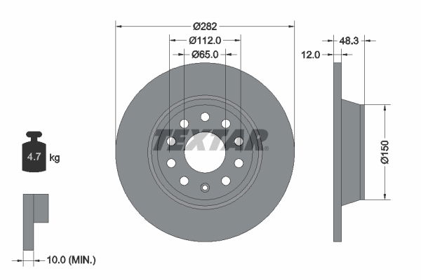 Bremsscheibe Hinterachse Textar 92140803 von Textar