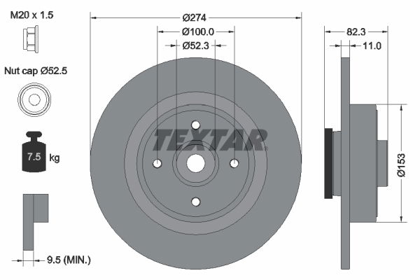 Bremsscheibe Hinterachse Textar 92141403 von Textar