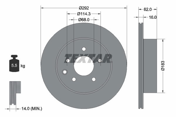 Bremsscheibe Hinterachse Textar 92144003 Bremsscheibe Hinterachse Textar 92144003 von Textar