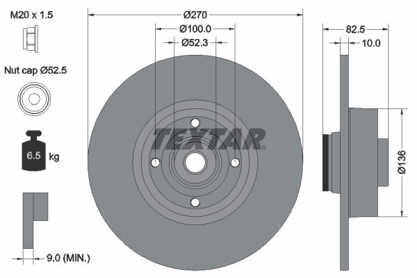 Bremsscheibe Hinterachse Textar 92154503 von Textar