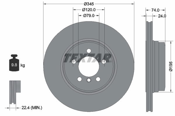 Bremsscheibe Hinterachse Textar 92155005 von Textar