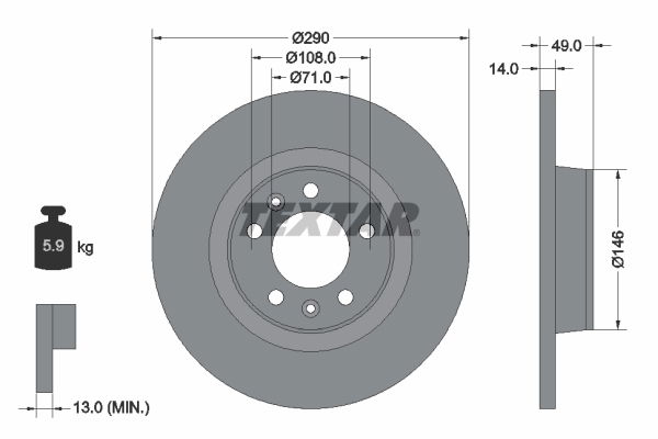 Bremsscheibe Hinterachse Textar 92157100 von Textar