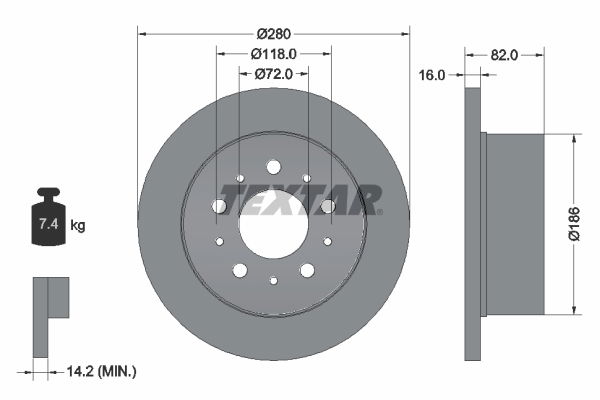 Bremsscheibe Hinterachse Textar 92157403 von Textar