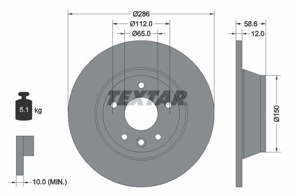 Bremsscheibe Hinterachse Textar 92159403 von Textar