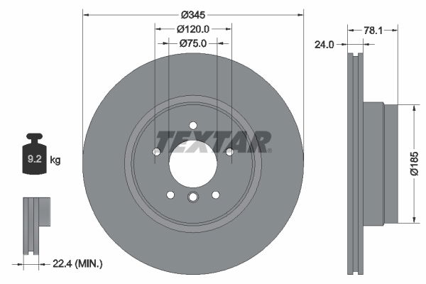 Bremsscheibe Hinterachse Textar 92161205 von Textar