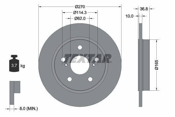Bremsscheibe Hinterachse Textar 92164003 von Textar