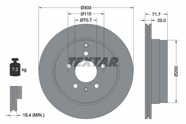 Bremsscheibe Hinterachse Textar 92165503 von Textar