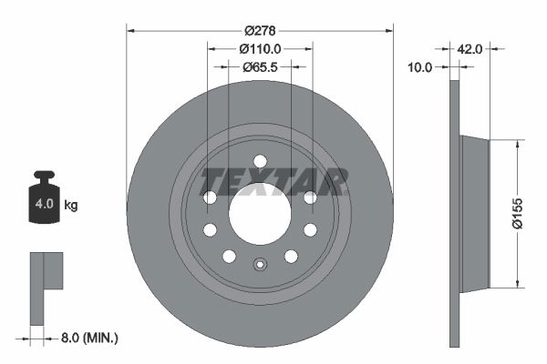 Bremsscheibe Hinterachse Textar 92167603 Bremsscheibe Hinterachse Textar 92167603 von Textar