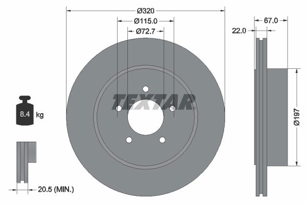 Bremsscheibe Hinterachse Textar 92177205 von Textar