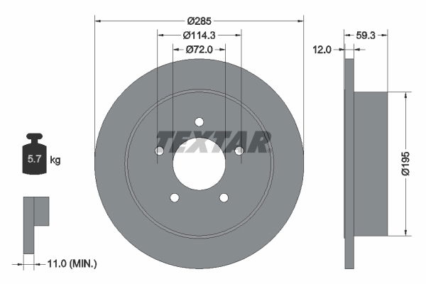 Bremsscheibe Hinterachse Textar 92194003 von Textar