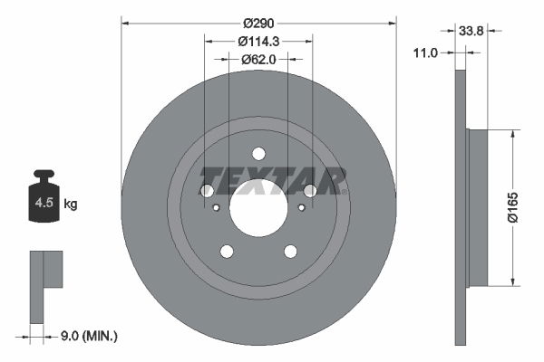 Bremsscheibe Hinterachse Textar 92195200 Bremsscheibe Hinterachse Textar 92195200 von Textar