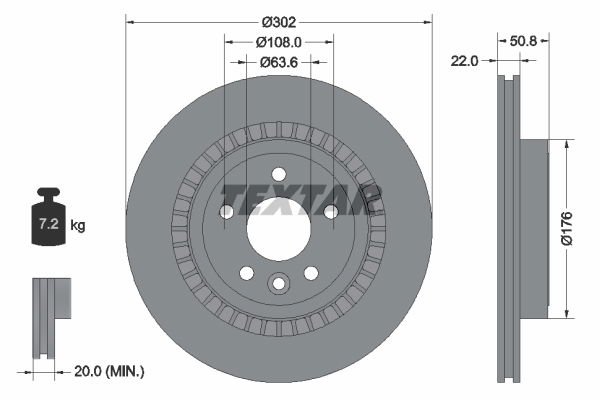 Bremsscheibe Hinterachse Textar 92196403 von Textar