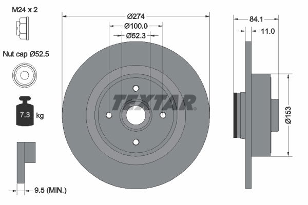 Bremsscheibe Hinterachse Textar 92223203 von Textar