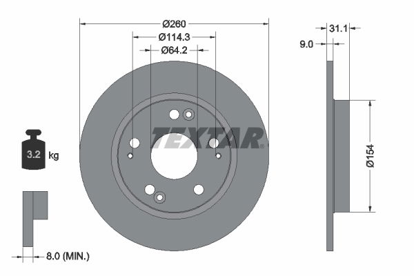 Bremsscheibe Hinterachse Textar 92224103 von Textar