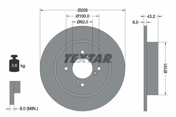 Bremsscheibe Hinterachse Textar 92231403 von Textar