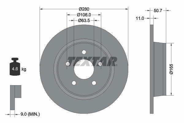 Bremsscheibe Hinterachse Textar 92238903 Bremsscheibe Hinterachse Textar 92238903 von Textar