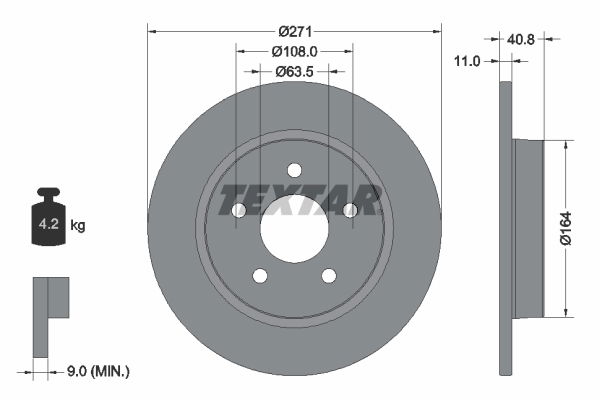 Bremsscheibe Hinterachse Textar 92239003 Bremsscheibe Hinterachse Textar 92239003 von Textar