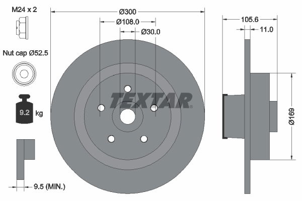Bremsscheibe Hinterachse Textar 92252903 von Textar