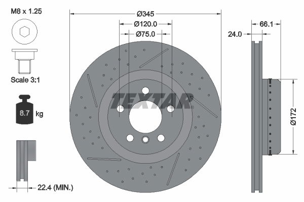 Bremsscheibe Hinterachse Textar 92265225 von Textar