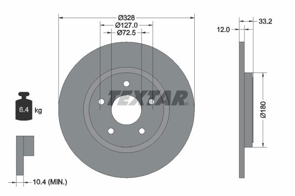 Bremsscheibe Hinterachse Textar 92286003 Bremsscheibe Hinterachse Textar 92286003 von Textar