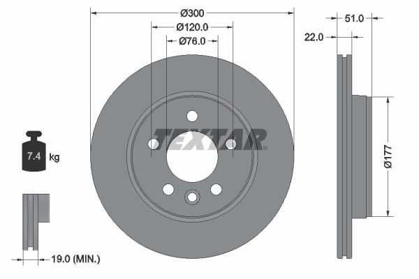 Bremsscheibe Hinterachse Textar 92288503 Bremsscheibe Hinterachse Textar 92288503 von Textar