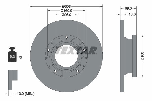 Bremsscheibe Hinterachse Textar 92292603 von Textar