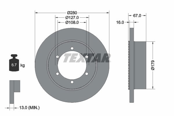 Bremsscheibe Hinterachse Textar 92304003 von Textar