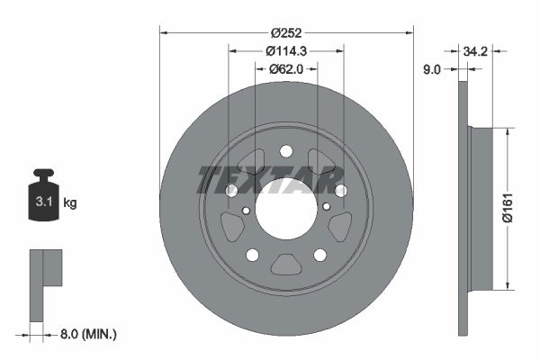 Bremsscheibe Hinterachse Textar 92305703 von Textar