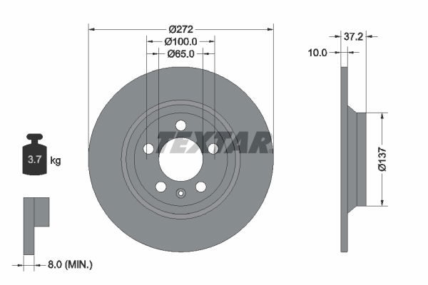 Bremsscheibe Hinterachse Textar 92315303 von Textar