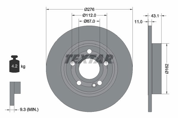 Bremsscheibe Hinterachse Textar 92316803 Bremsscheibe Hinterachse Textar 92316803 von Textar