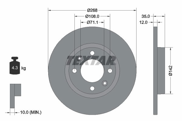 Bremsscheibe Hinterachse Textar 92325903 Bremsscheibe Hinterachse Textar 92325903 von Textar