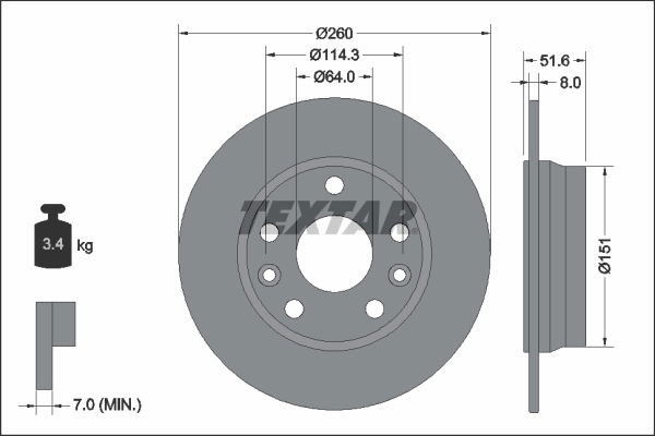 Bremsscheibe Hinterachse Textar 92337703 Bremsscheibe Hinterachse Textar 92337703 von Textar