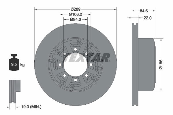 Bremsscheibe Hinterachse Textar 93089600 von Textar