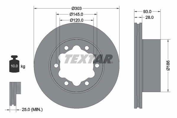 Bremsscheibe Hinterachse Textar 93143403 von Textar