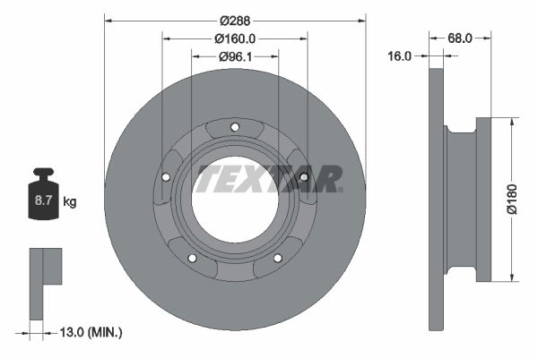 Bremsscheibe Hinterachse Textar 93260703 von Textar